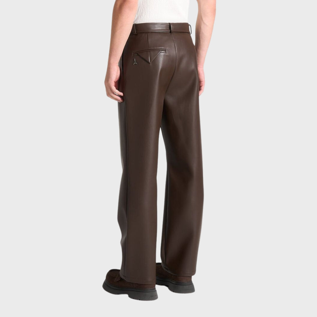 William Brown Leather Wide Leg Relaxed Pants Back