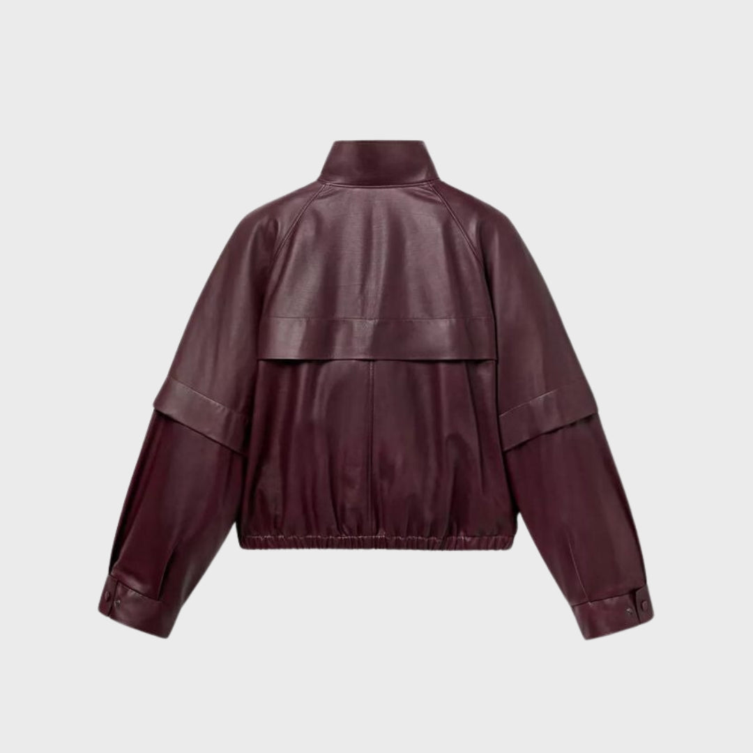 Susan Burgundy Leather Blouson Jacket