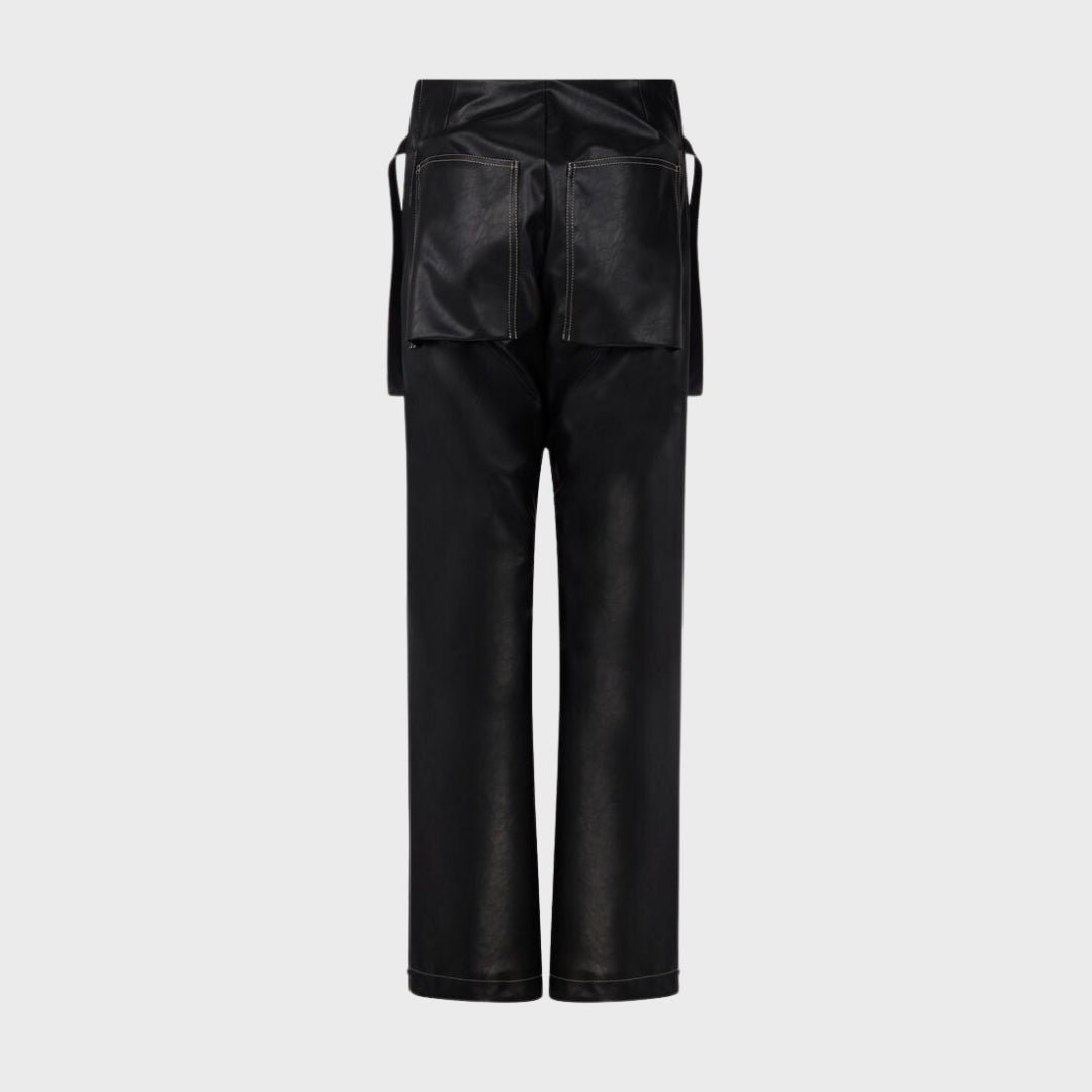 Deborah Black Leather Boot Cut Pants Back