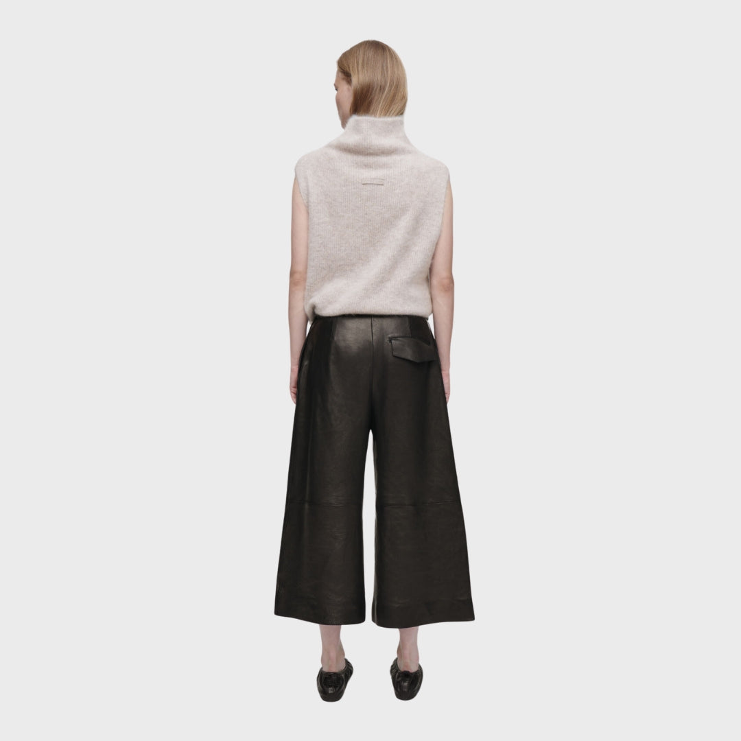 Dorothy Dark Brown Leather Culottes Back