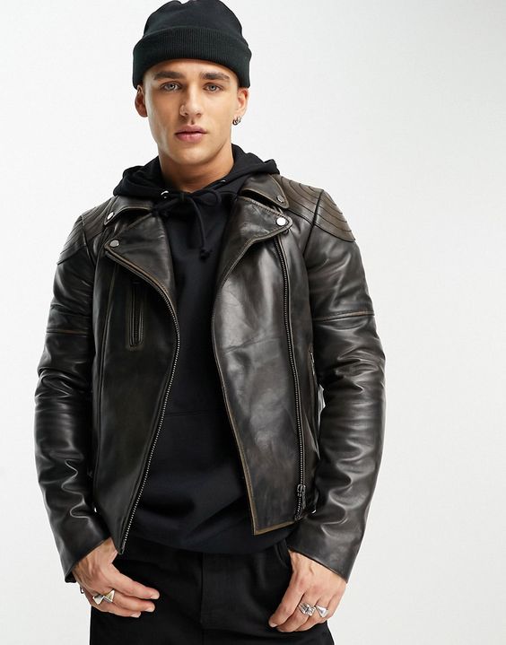 ASOS black leather biker jacket