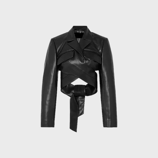 Florence Black Leather Wrapped Jacket