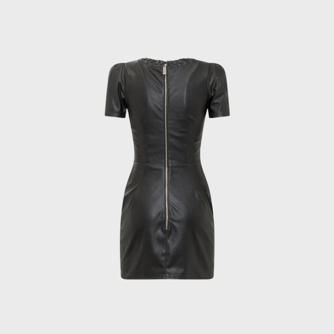 Lambskin back zipper cocktail dress