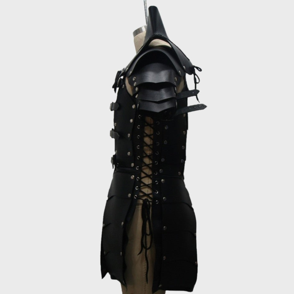 Real leather Black Armor & Pauldrons for Cosplay