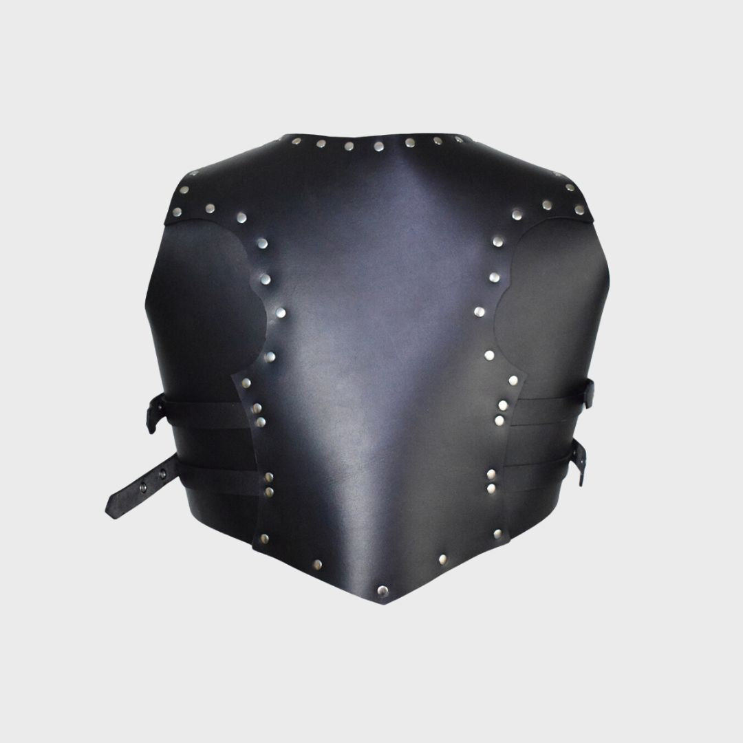 black leather chest armor with belt