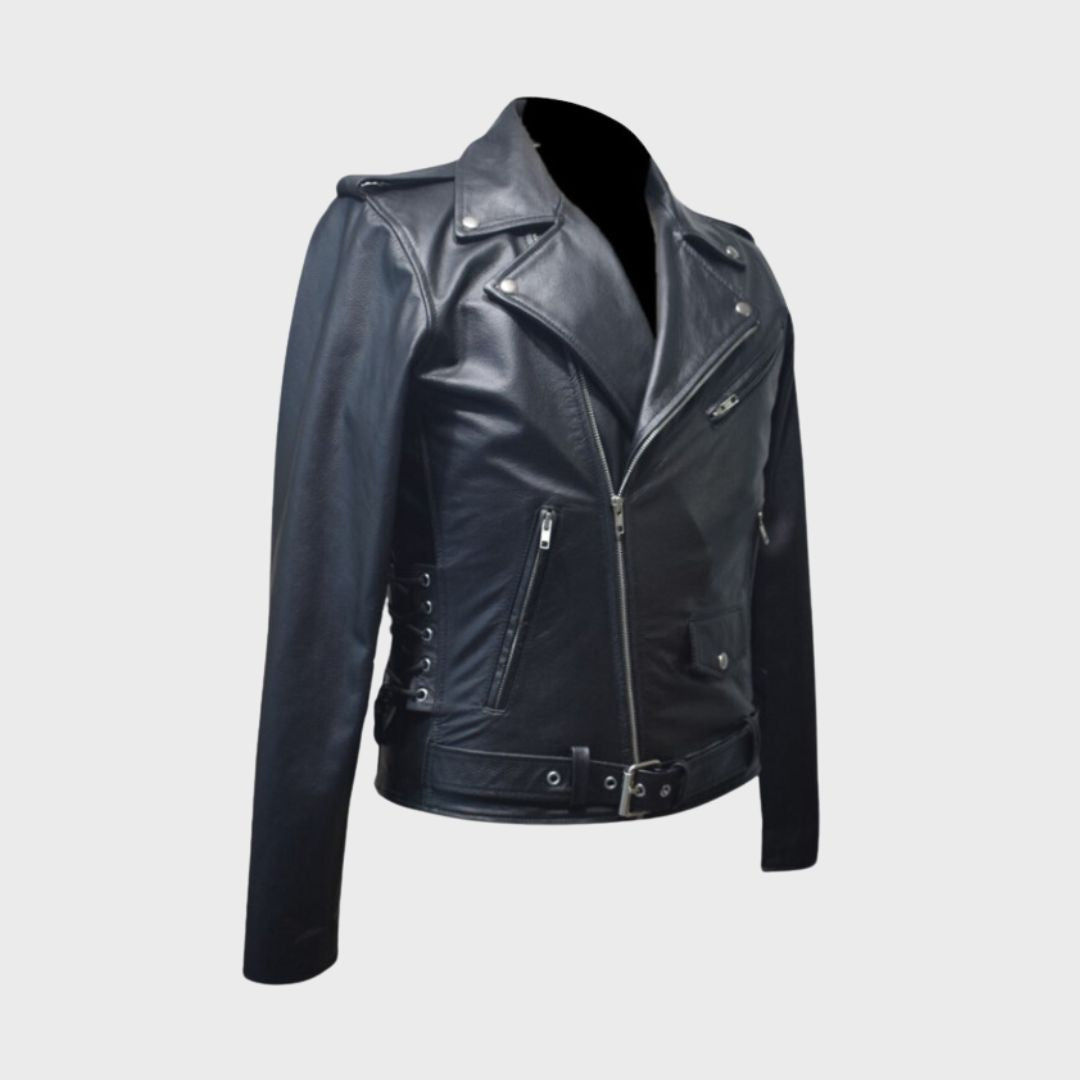 Lucas Black Leather Biker Jacket