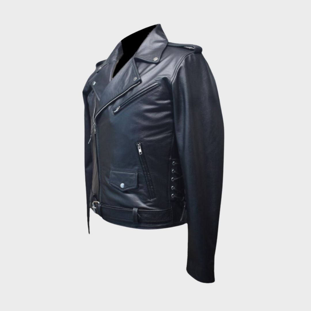 Lucas Black Leather Biker Jacket