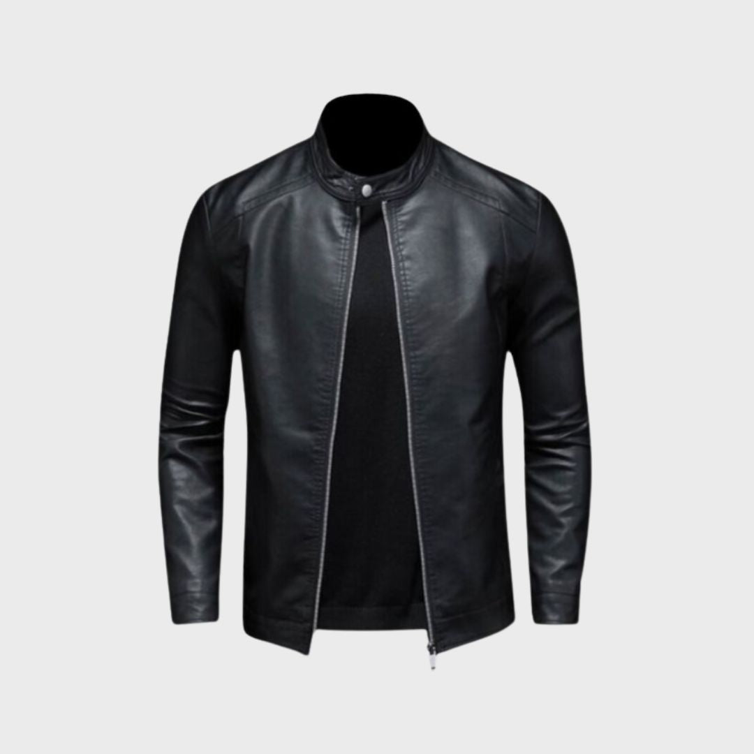 Fred Black Leather Biker Jacket