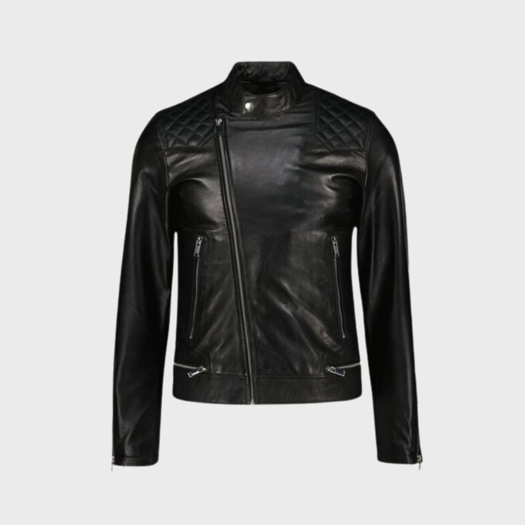 Tim Black Leather Biker Jacket