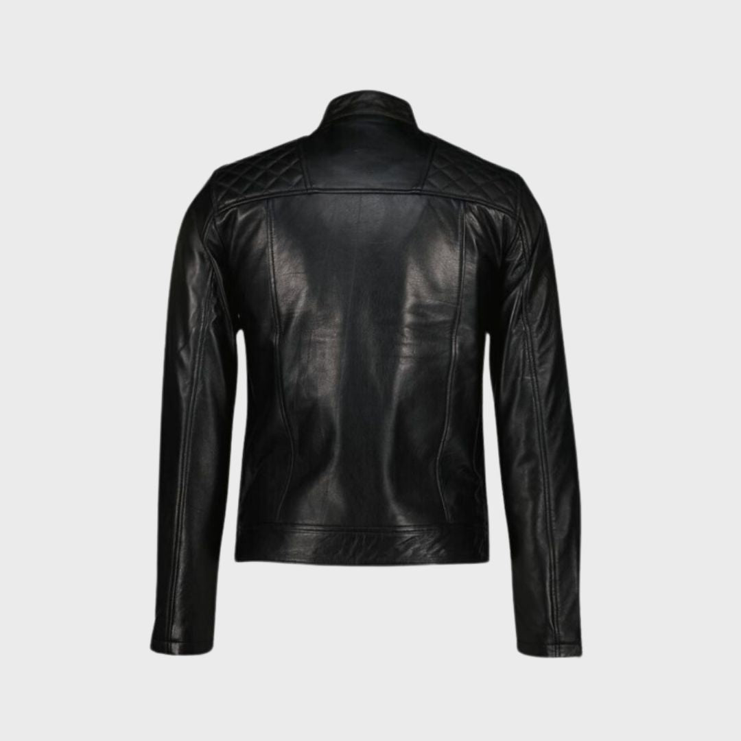 Tim Black Leather Biker Jacket