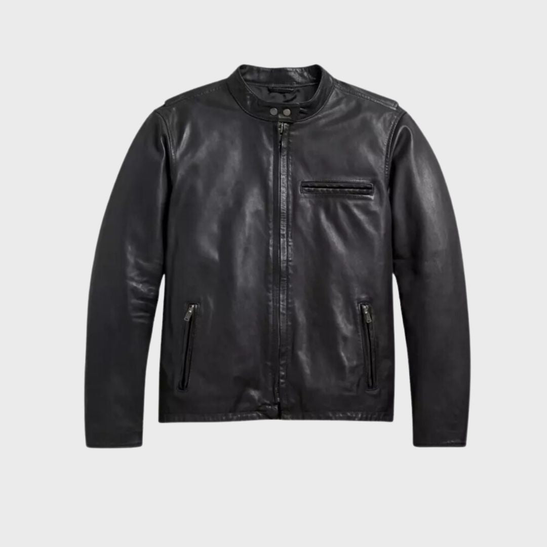 Henry Black Leather Biker Jacket