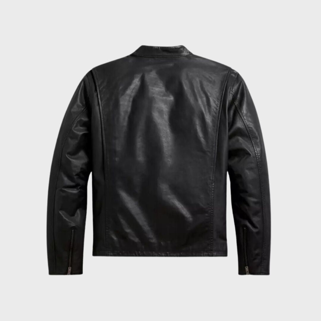 Henry Black Leather Biker Jacket