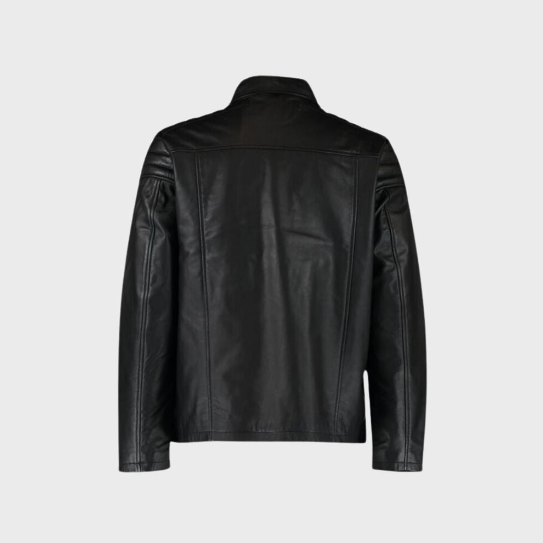 Charles Black Leather Biker Jacket