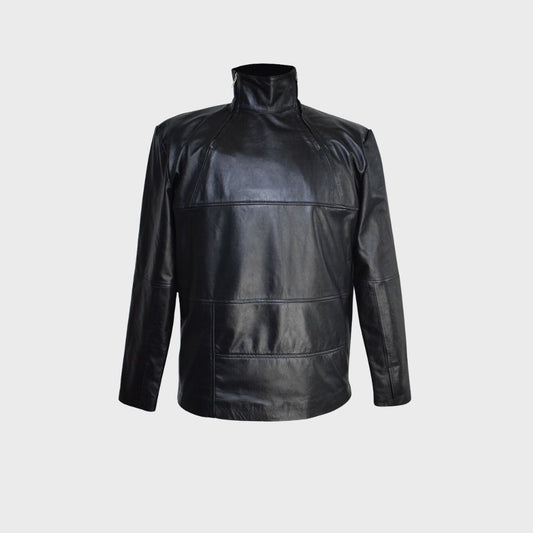 mens leather jacket in black color