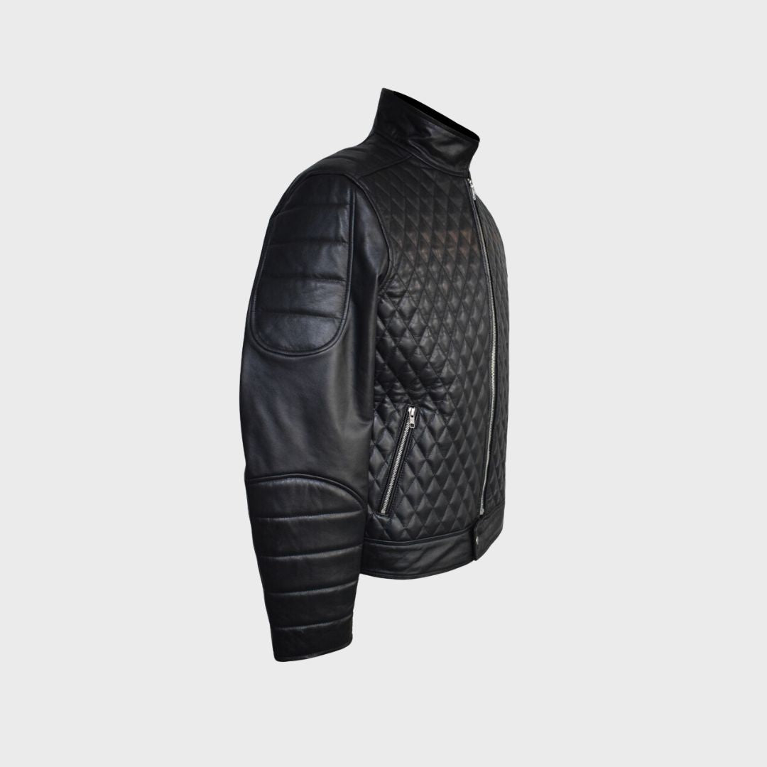 Padded sleeves quilted moto jacket for bikers