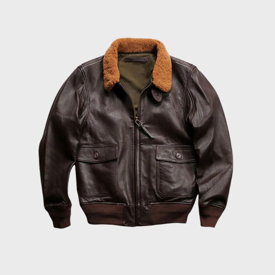 Oliver Brown Leather Aviator Bomber Jacket