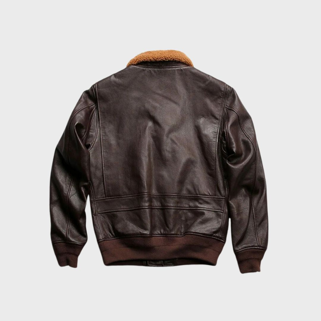 Oliver Brown Leather Aviator Bomber Jacket