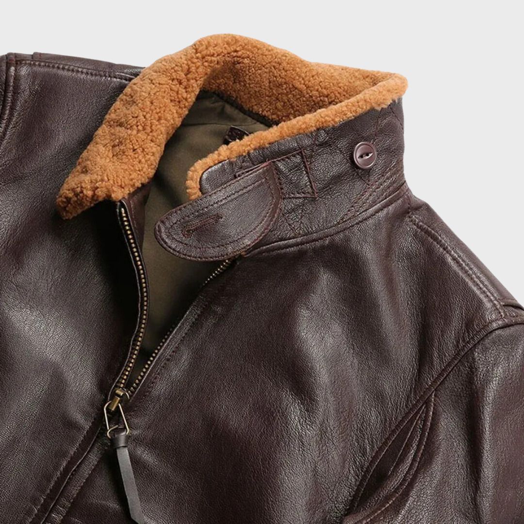 Oliver Brown Leather Aviator Bomber Jacket