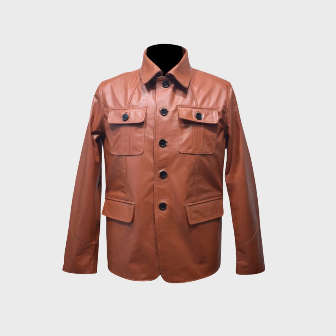 Cliff Brown Leather Coat