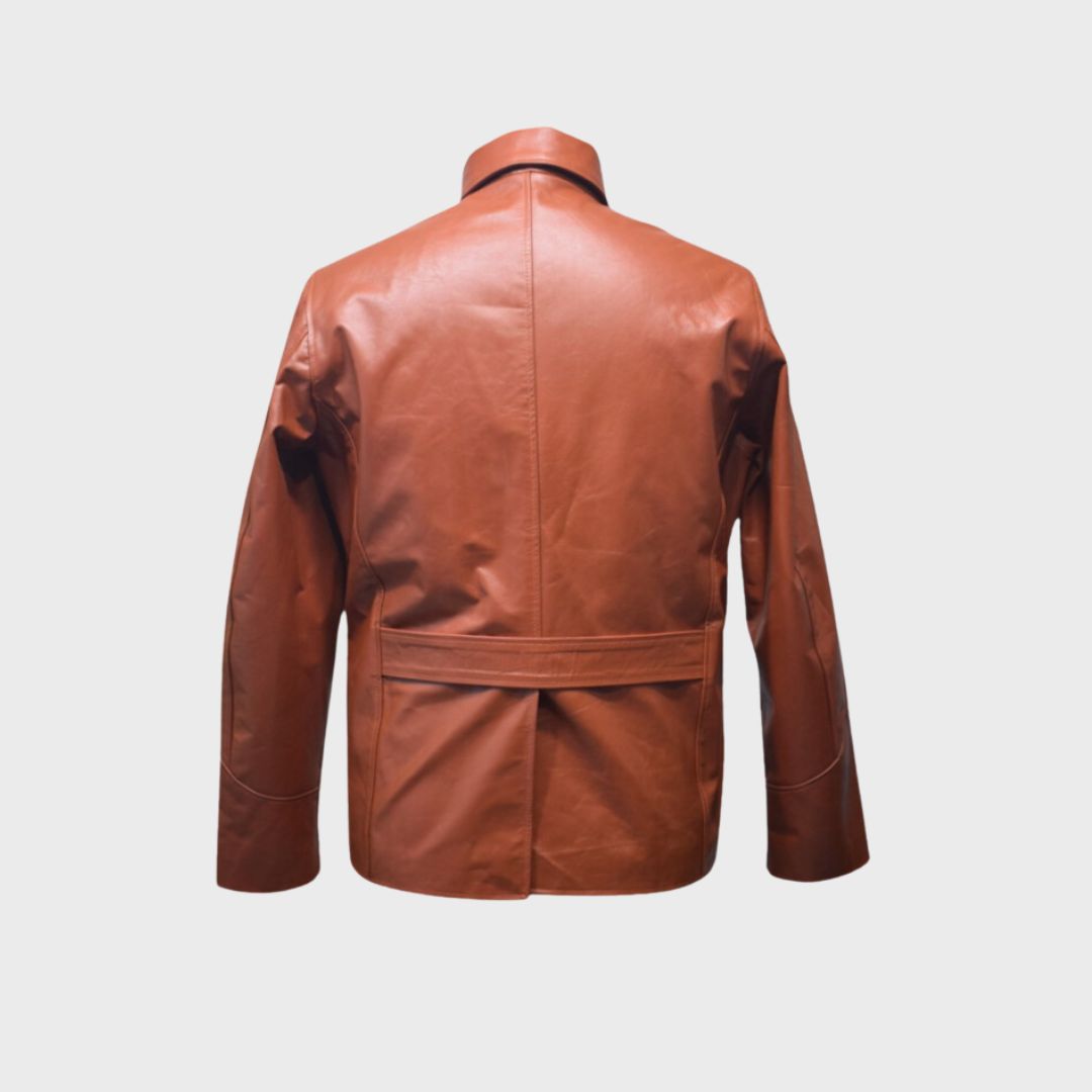 Cliff Brown Leather Coat