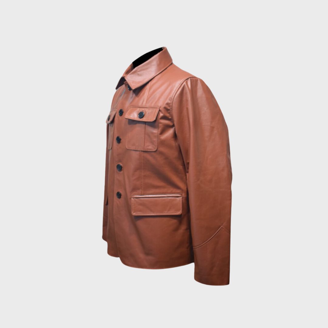 Cliff Brown Leather Coat