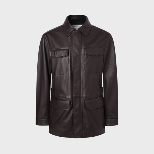 Aiden Black Leather Classic Coat