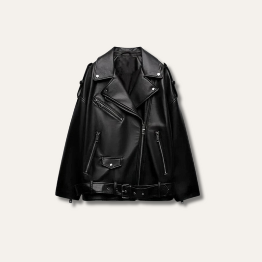 Genuine Black Leather Biker Jacket for Women - Ninetino