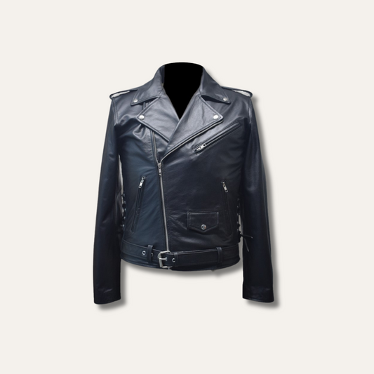 Lucas Black Leather Biker Jacket