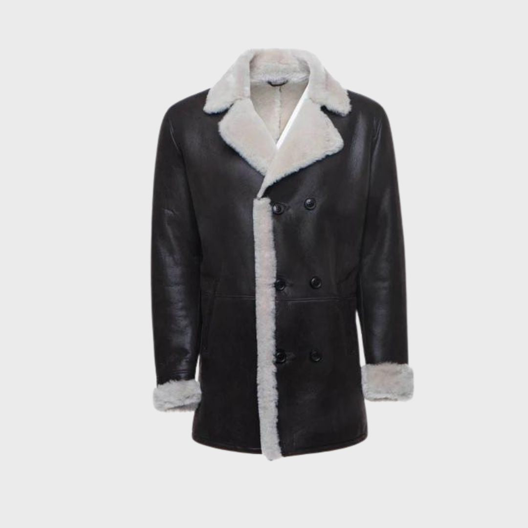 Leather fur coat with full faux lining 