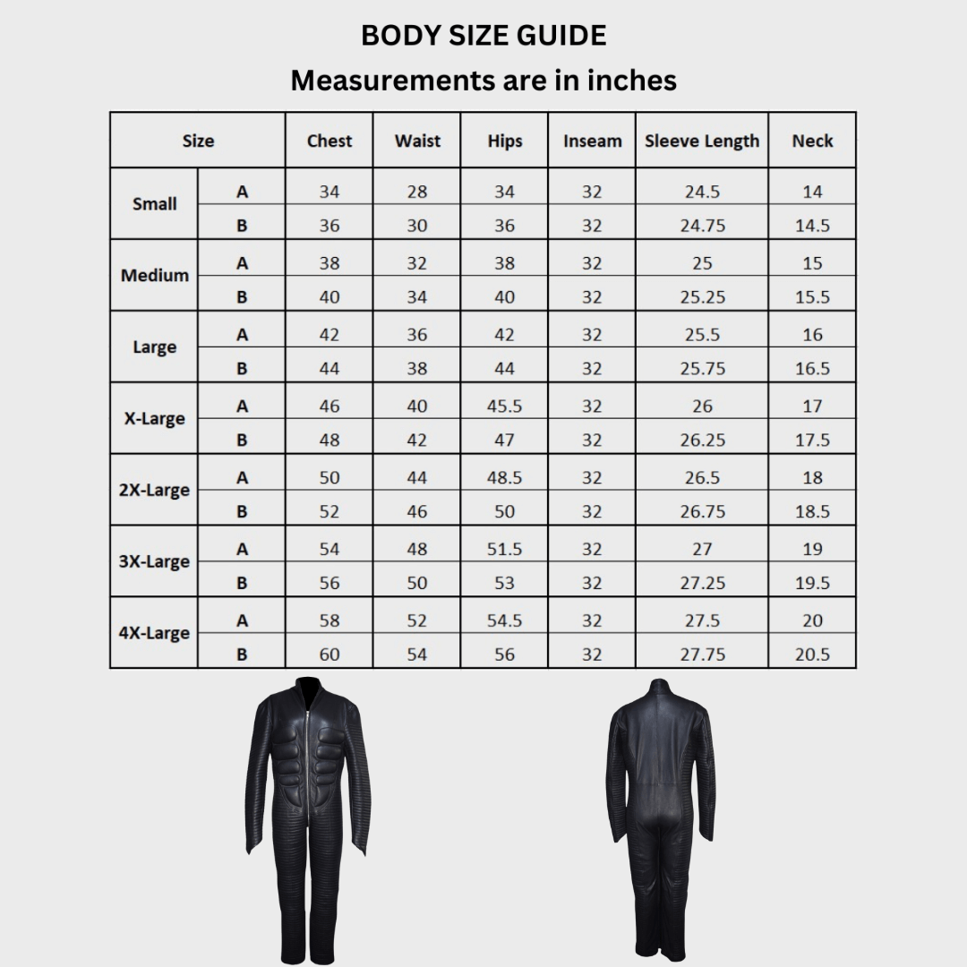 genuine leather padded biker jumpsuit for men