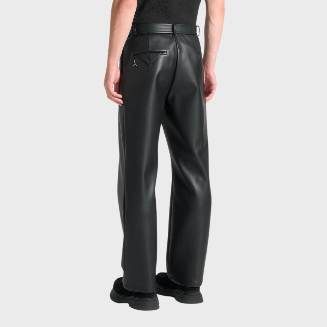 Levi Black Leather Wide Leg Relaxed Pants Back