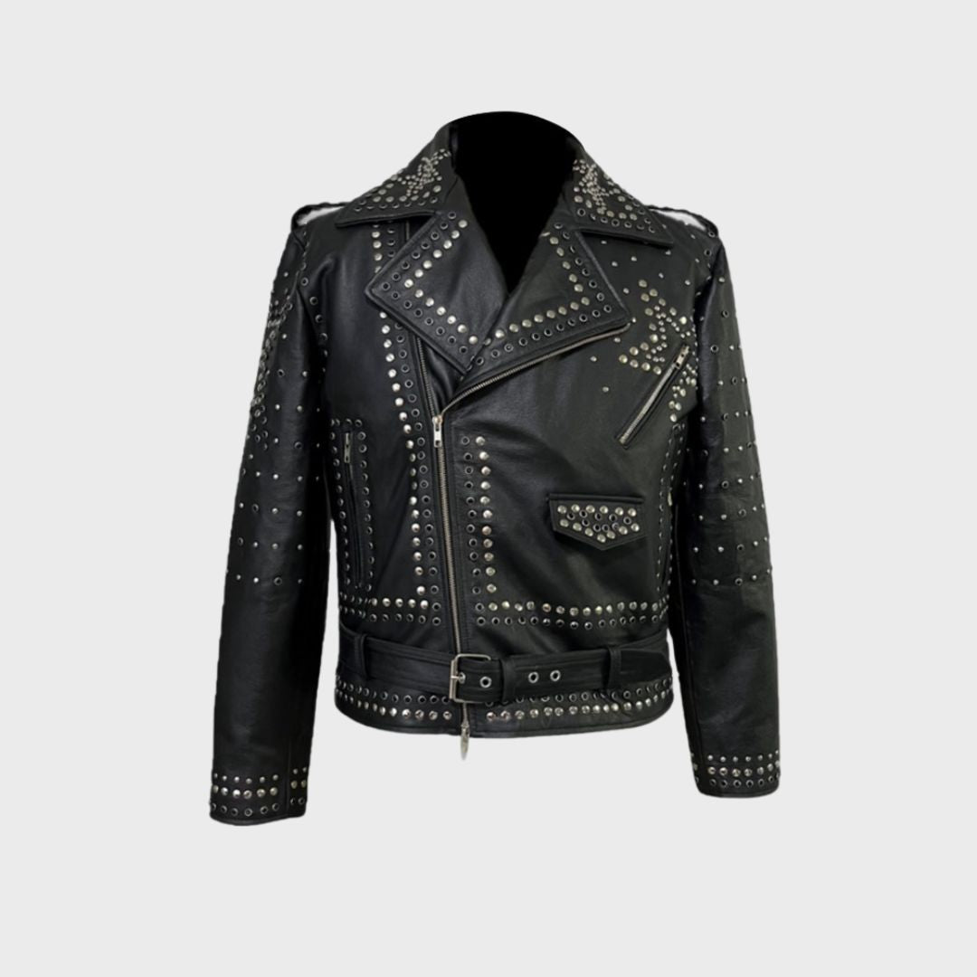 leather jacket with silver studs