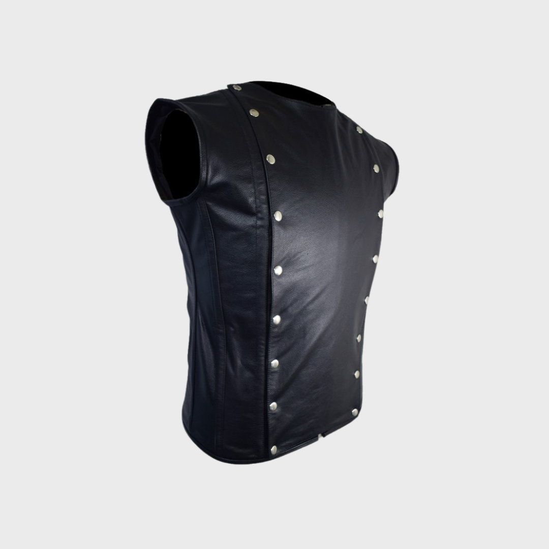 Black leather corset vest handcrafted with lambskin