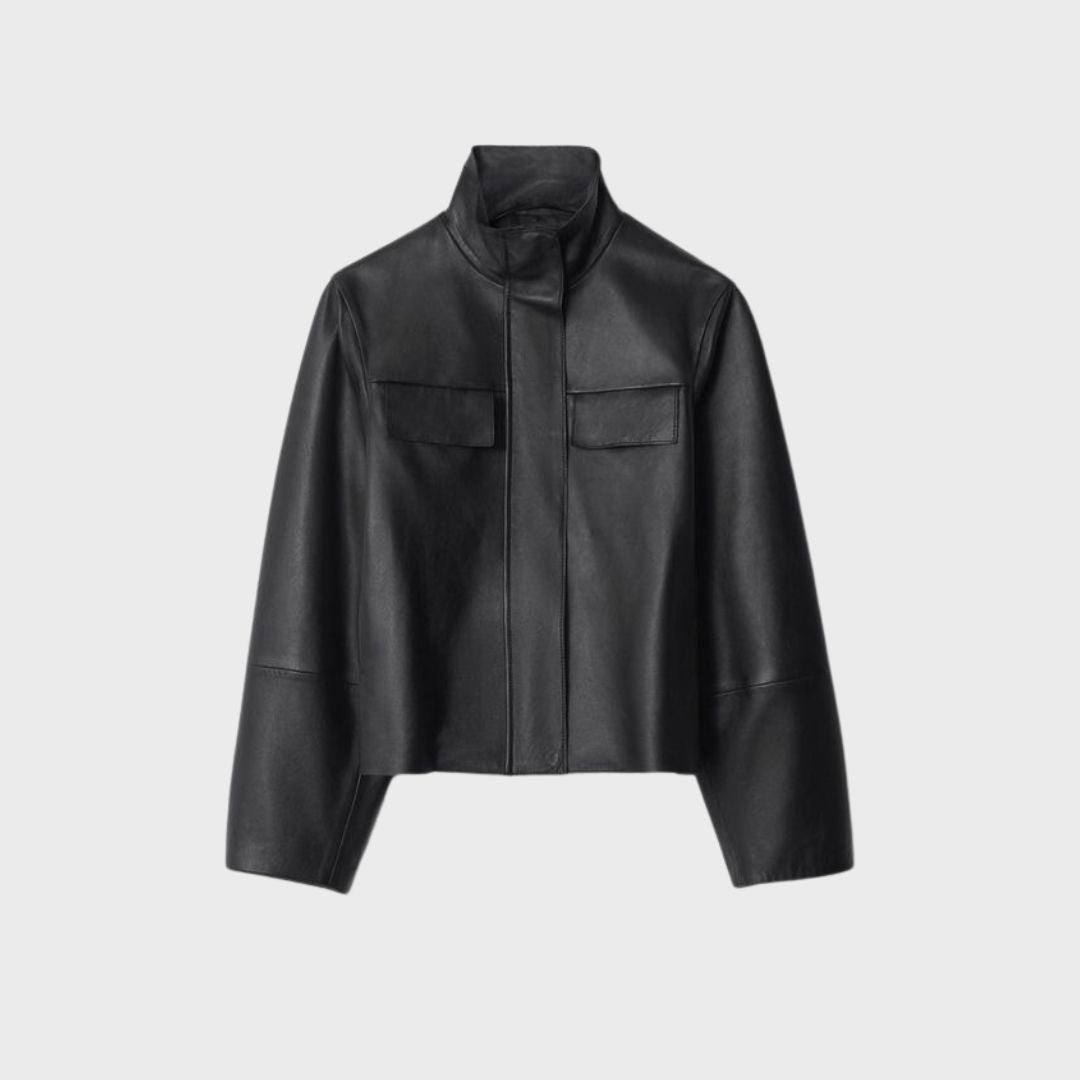 Jasmine Black Leather Blouson Jacket