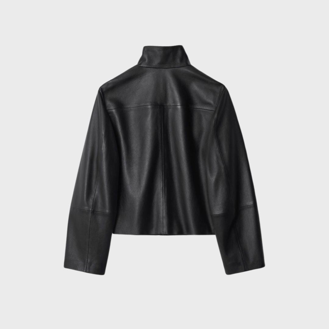 Jasmine Black Leather Blouson Jacket