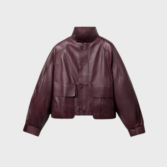 Susan Burgundy Leather Blouson Jacket