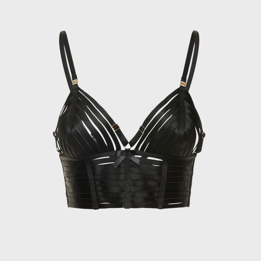 Audra Black Leather Bra