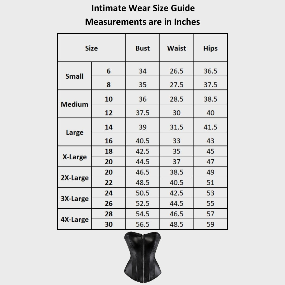 Linda Black Corset size guide