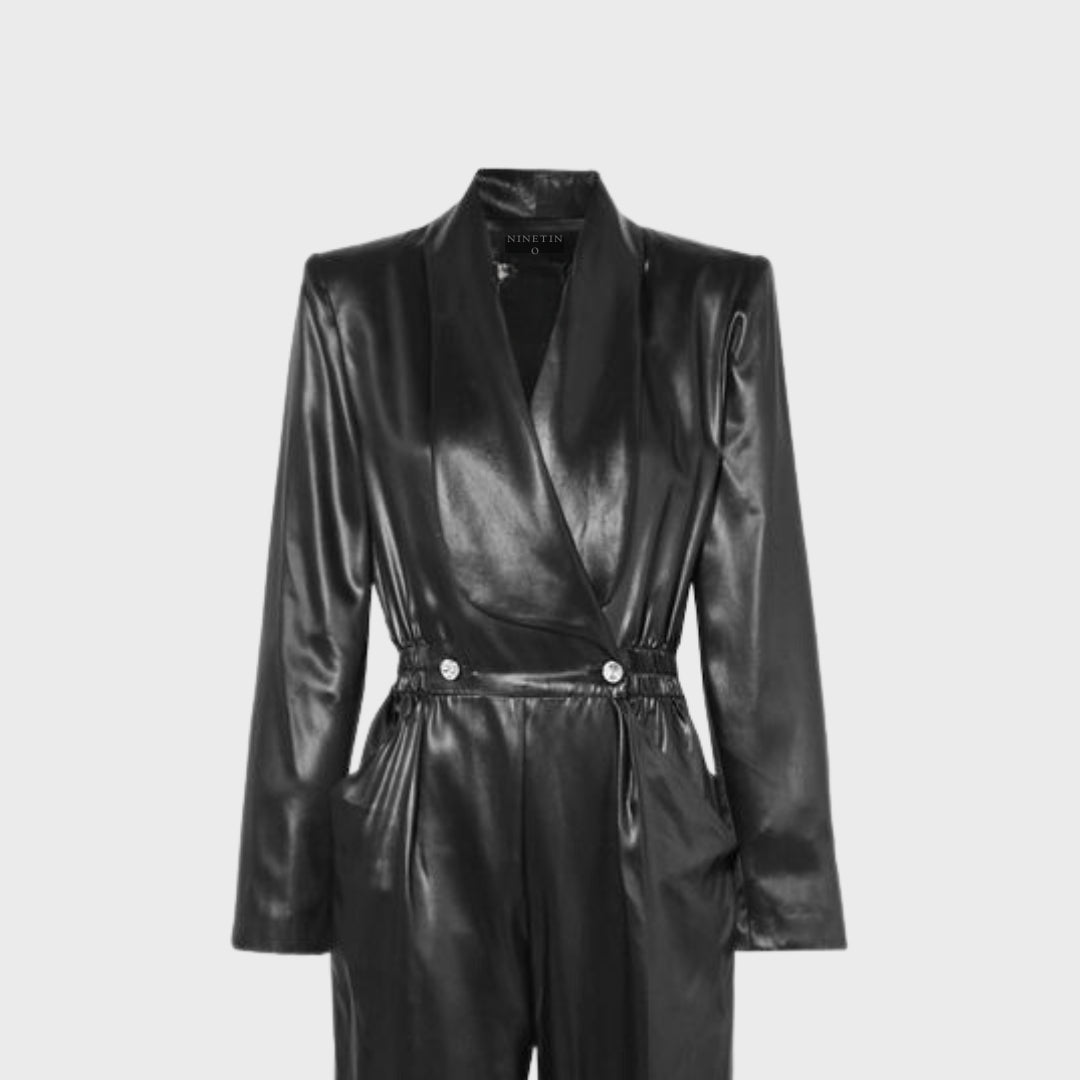 Premium buttery soft leather jumpsuit for partywear