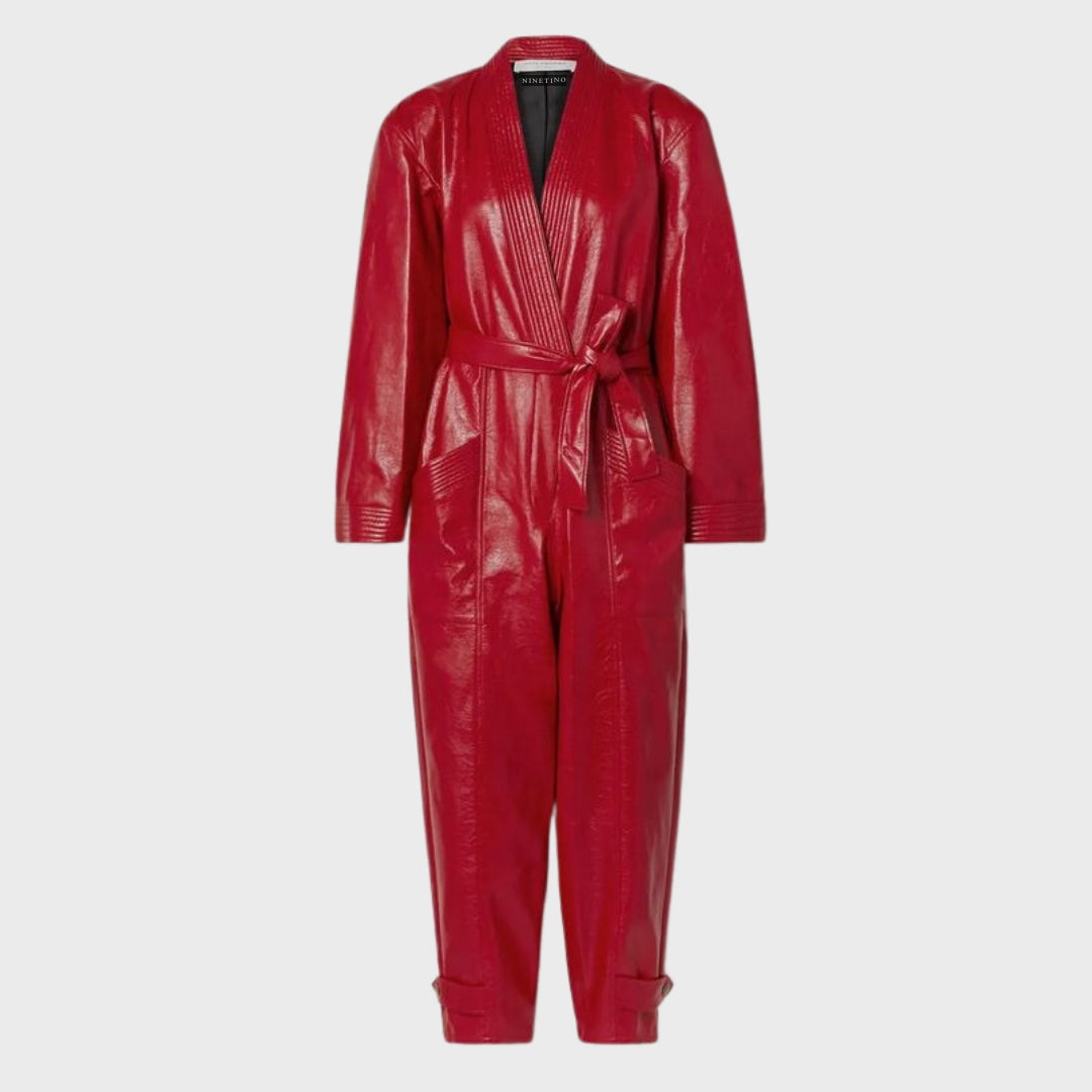 Anna Red Leather Jumpsuit