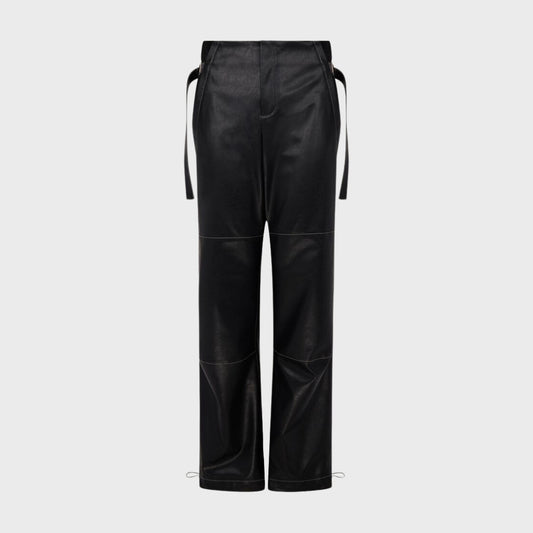 Deborah Black Leather Boot Cut Pants Front