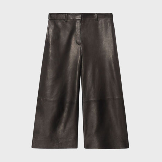 Dorothy Dark Brown Leather Culottes Front